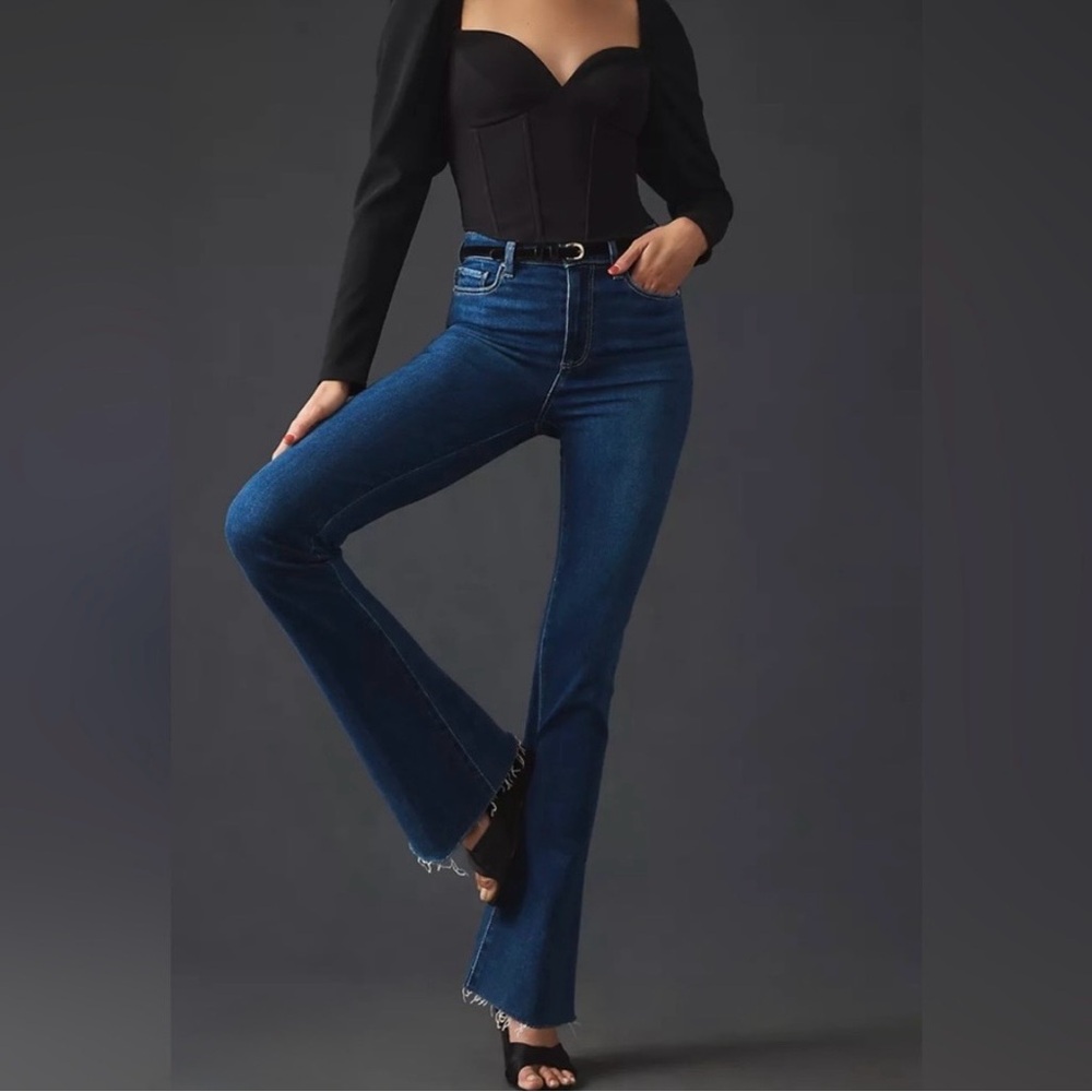 PAIGE Laurel Canyon High Rise Flare Jeans Dark Wash SKETCHBOOK Size 28